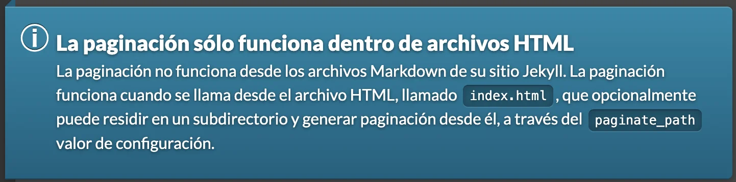 Mensaje importante de la documentación