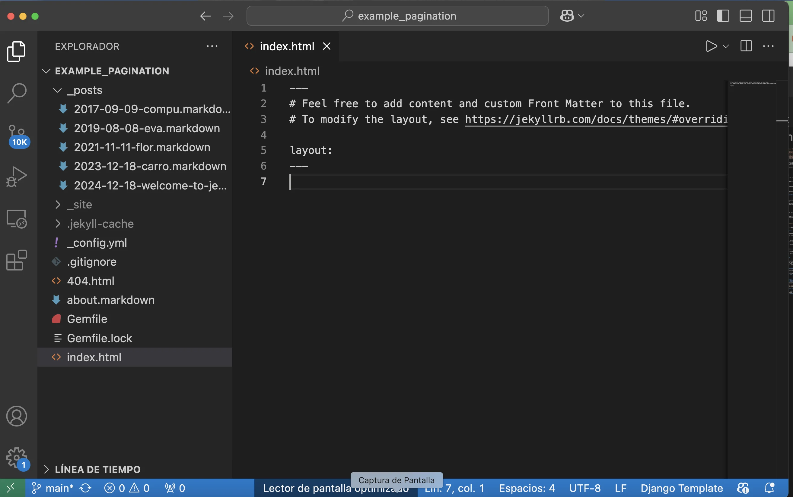 Archivo index.markdown renombra a index.html y layout eliminado
