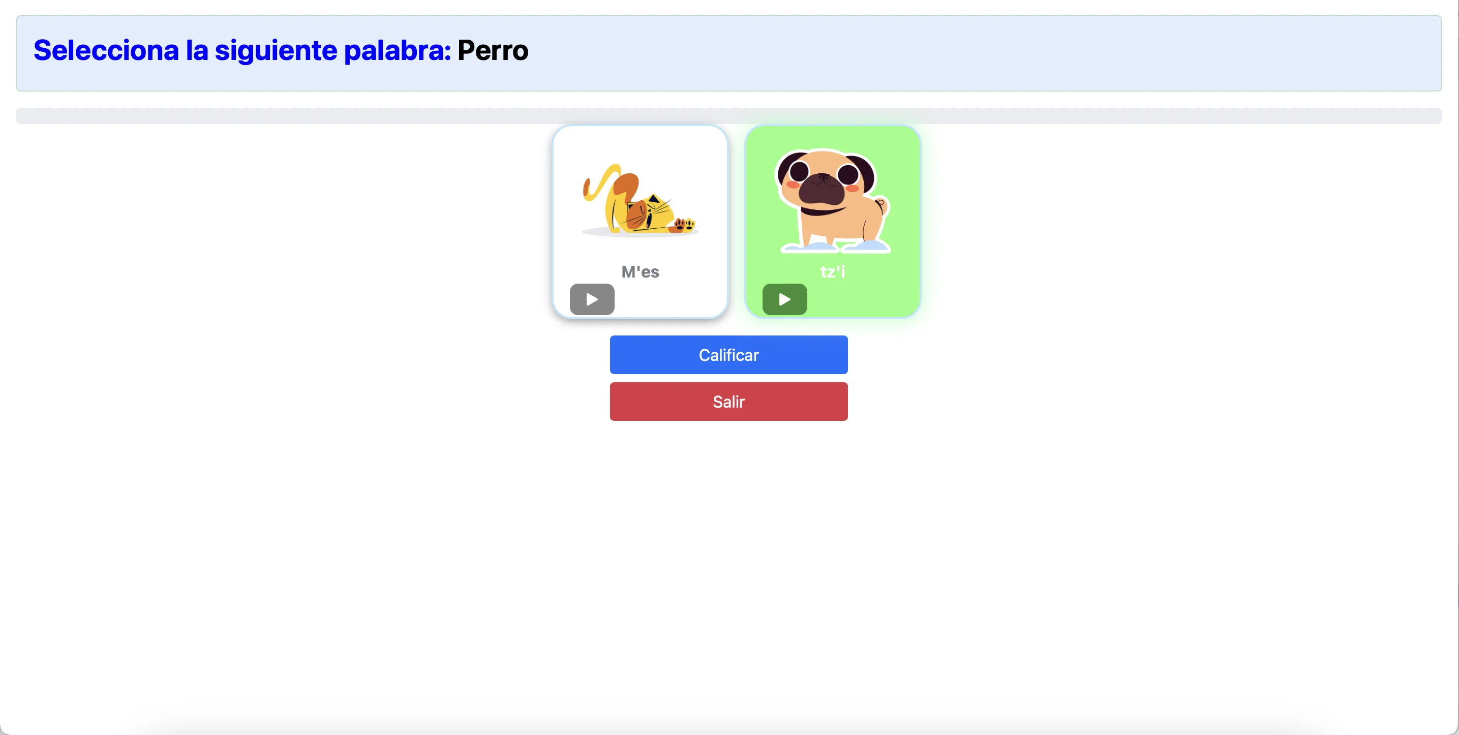 Seleccionar por medio de imagen la traducción de idioma maya